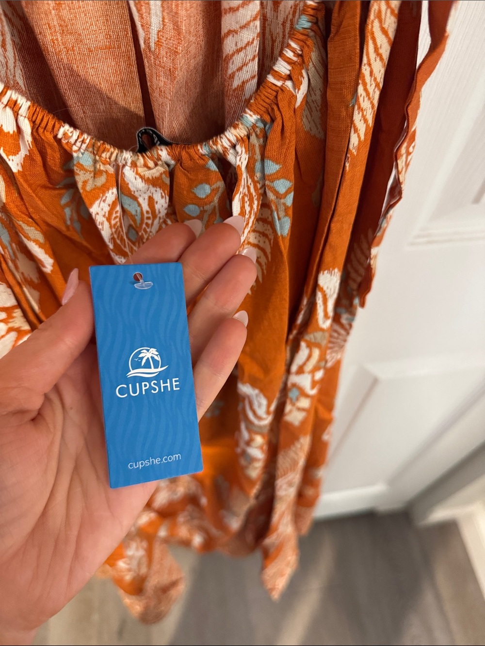 Cupshe Orange Floral Spaghetti-Strap Maxi Dress - Picture 2 of 5